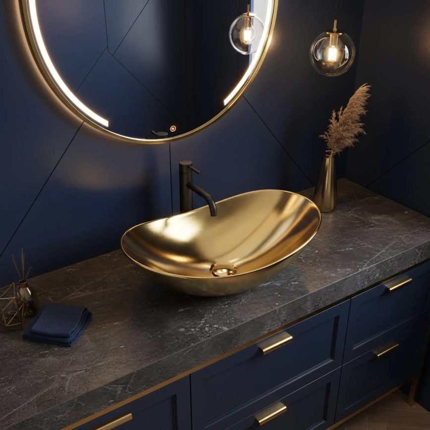 REA-U4545 - Vask til bordplade ROYAL 36x60,5 cm keramik/guld