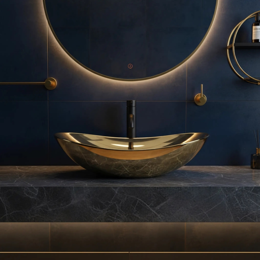 REA-U4545 - Vask til bordplade ROYAL 36x60,5 cm keramik/guld