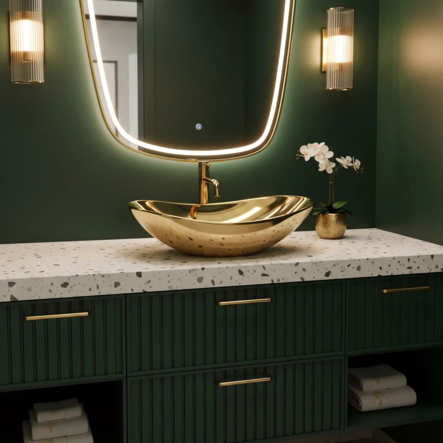 REA-U4545 - Vask til bordplade ROYAL 36x60,5 cm keramik/guld