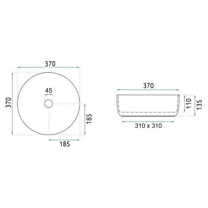 REA-U4566 - Vask til bordplade SAMI Ø 37 cm keramik/mat orange