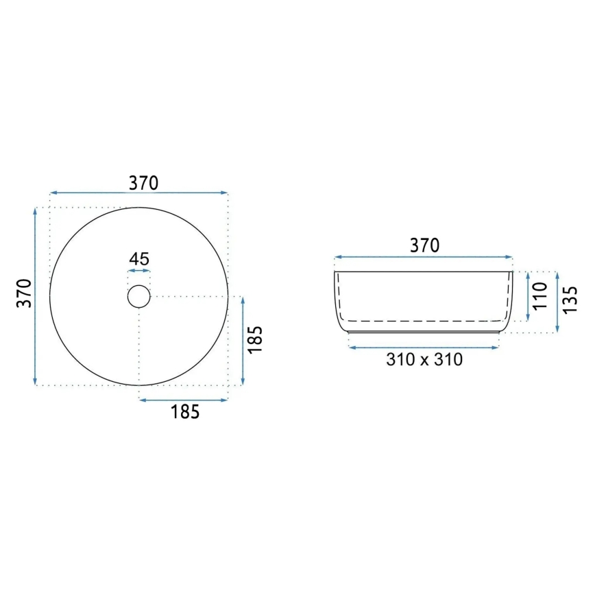 REA-U4566 - Vask til bordplade SAMI Ø 37 cm keramik/mat orange