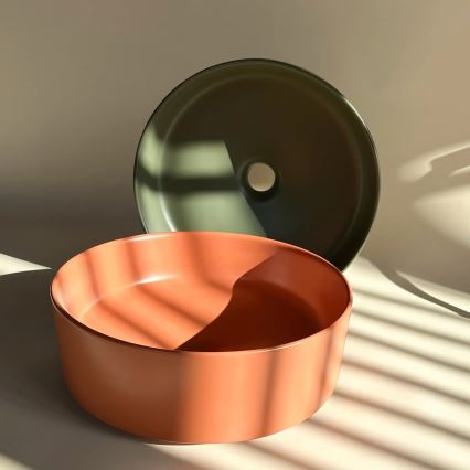 REA-U4567 - SAMI håndvask til bordplade Ø 37 cm, keramik, mat grøn