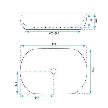 REA-U4591 - Vask til bordplade LISA 35x49 cm keramisk/højglans cremefarvet