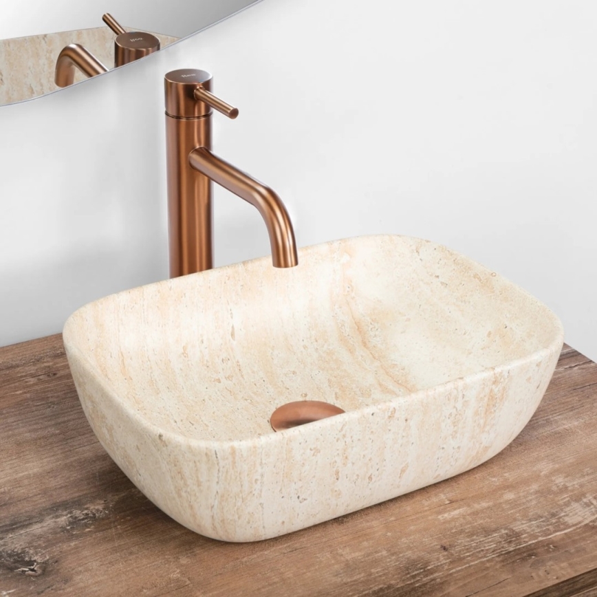 REA-U4700 - Håndvask til bordplade BELINDA 25x36 cm keramik/beige/stenimitation