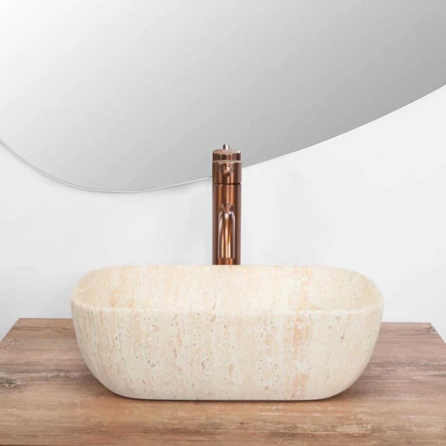 REA-U4700 - Håndvask til bordplade BELINDA 25x36 cm keramik/beige/stenimitation