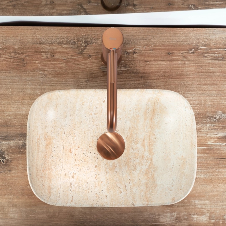 REA-U4700 - Håndvask til bordplade BELINDA MINI 25x36 cm keramik/beige/stenlook