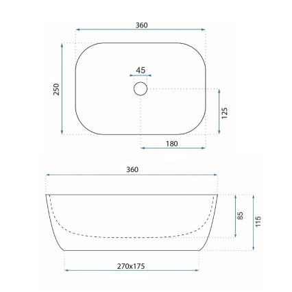 REA-U4700 - Håndvask til bordplade BELINDA MINI 25x36 cm keramik/beige/stenlook