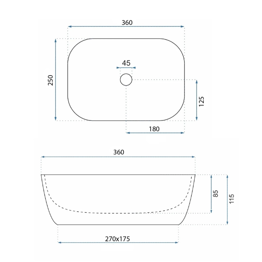 REA-U4700 - Håndvask til bordplade BELINDA MINI 25x36 cm keramik/beige/stenlook