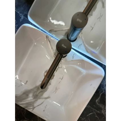 REA-U5052 - Håndvask til bordplade KELLY 38 x 49 cm, keramik/hvid/marmormønster