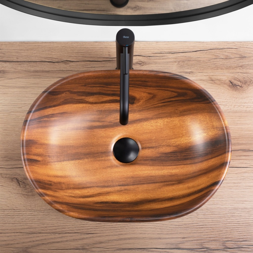 REA-U5060 - Håndvask til bordplade AMELIA 34,5x48 cm keramik/trælook