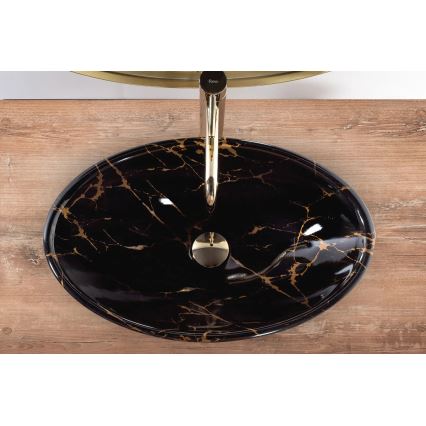 REA-U5067 - PAMELA håndvask til bordplade 33x53 cm keramisk/sort/stenslook