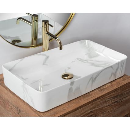 REA-U5896 - Håndvask til bordplade DENIS 35x61,5 cm keramik/marmordekor
