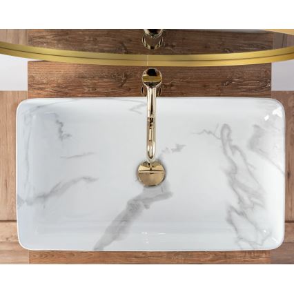 REA-U5896 - Håndvask til bordplade DENIS 35x61,5 cm keramik/marmordekor