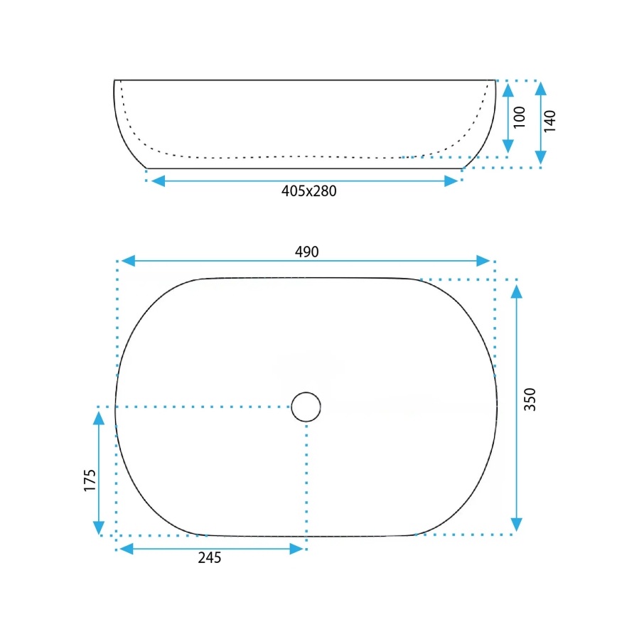 REA-U6022 - Håndvask til bordplade LISA 35x49 cm keramik/højglans hvid
