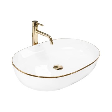 REA-U6211 - Håndvask til bordplade CLEO 41x60,5 cm keramik/hvid/guld