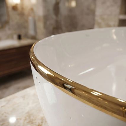 REA-U6211 - Håndvask til bordplade CLEO 41x60,5 cm keramik/hvid/guld