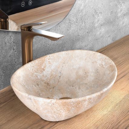 REA-U6361 - Håndvask til bordplade SOFIA 34,5x41 cm keramik/beige/stenlook
