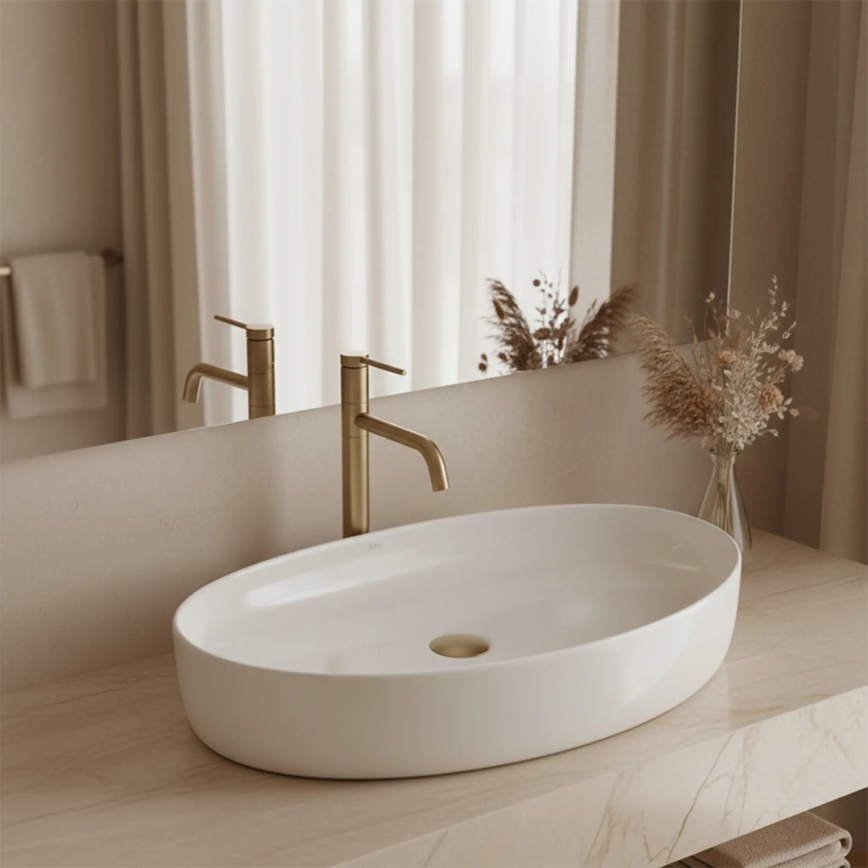 REA-U6371 - Håndvask til bordplade JOANA 40,5x65,5 cm keramik/højglans hvid