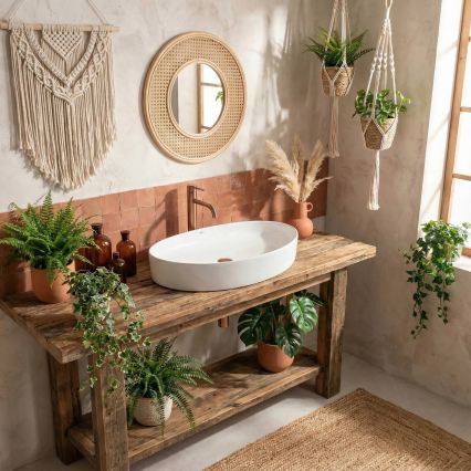 REA-U6371 - Håndvask til bordplade JOANA 40,5x65,5 cm keramik/højglans hvid