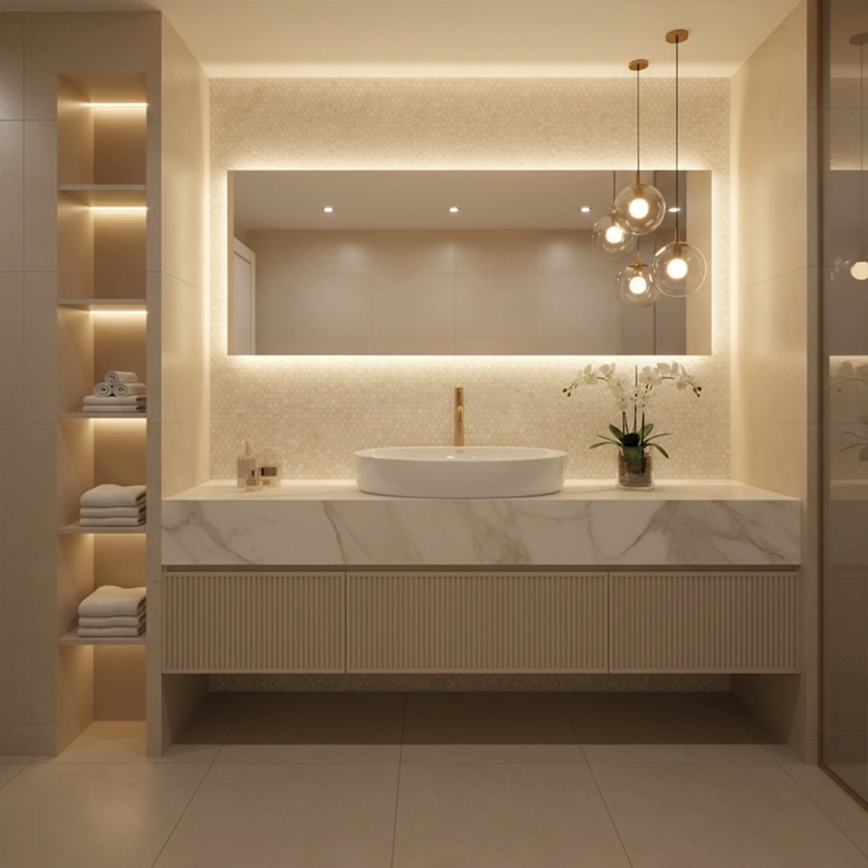 REA-U6371 - Håndvask til bordplade JOANA 40,5x65,5 cm keramik/højglans hvid