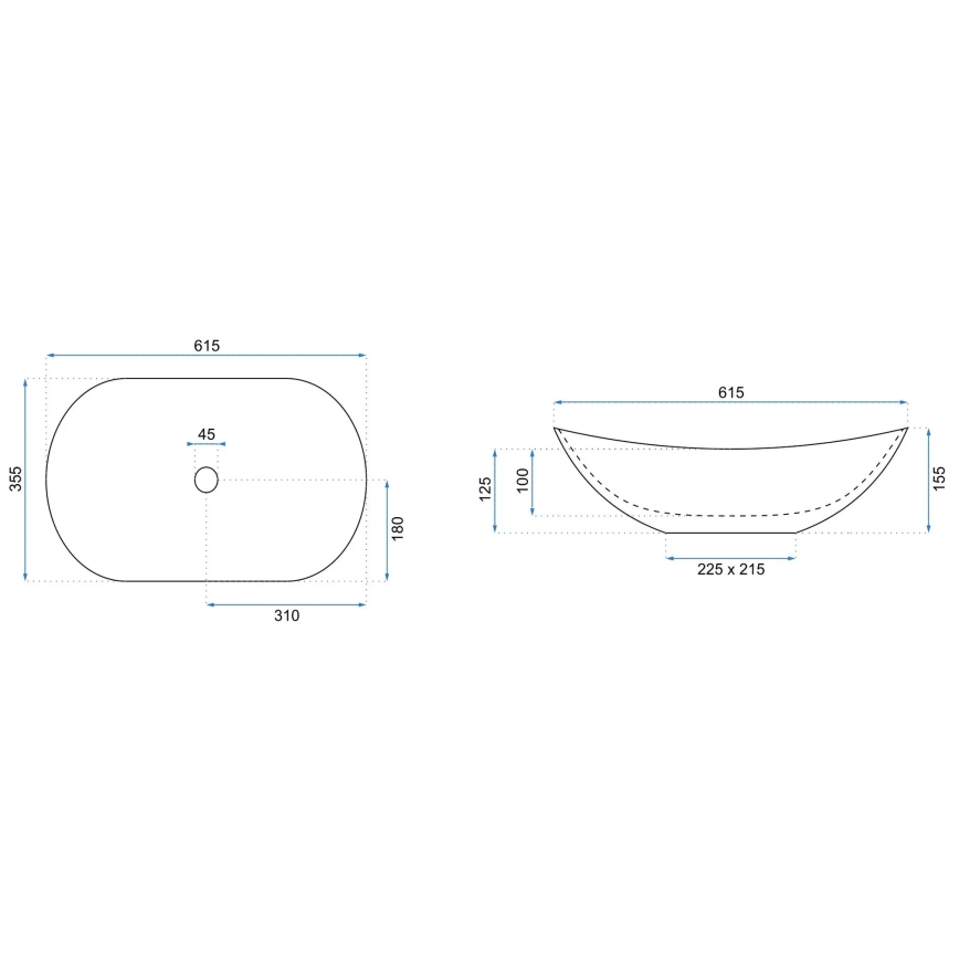 REA-U6372 - Håndvask til bordplade ROYAL 35,5x61,5 cm keramik/olivengrøn