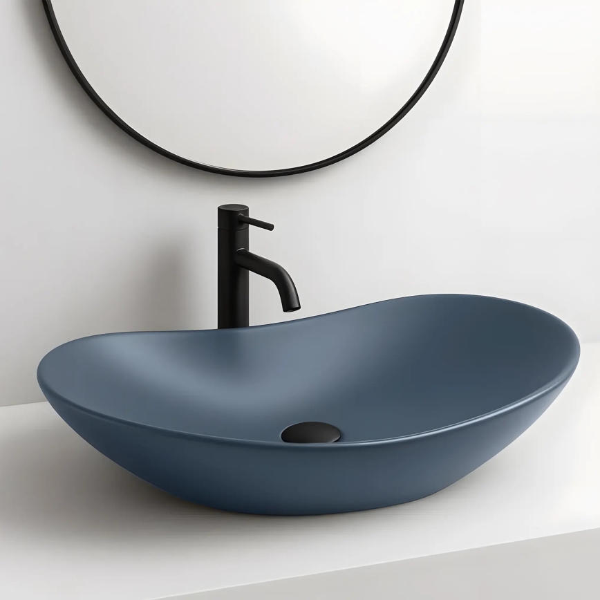 REA-U6373 - Håndvask til bordplade ROYAL 35,5 x 61,5 cm, keramik/blå