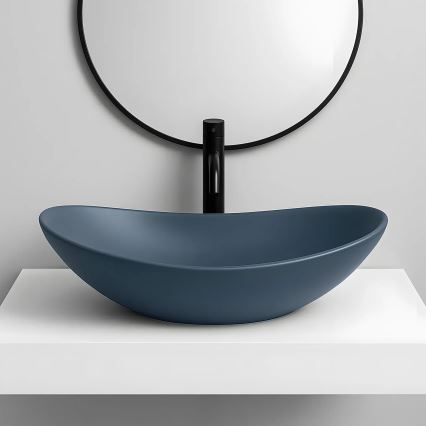 REA-U6373 - Håndvask til bordplade ROYAL 35,5 x 61,5 cm, keramik/blå
