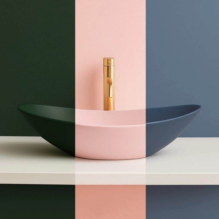 REA-U6373 - Håndvask til bordplade ROYAL 35,5 x 61,5 cm, keramik/blå