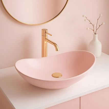 REA-U6374 - Håndvask til bordplade ROYAL 35,5x61,5 cm keramik/mat rosa