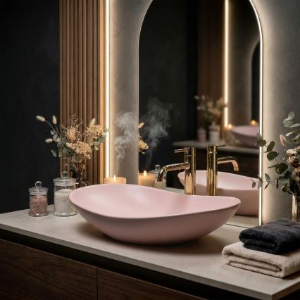 REA-U6374 - Håndvask til bordplade ROYAL 35,5x61,5 cm keramik/mat rosa