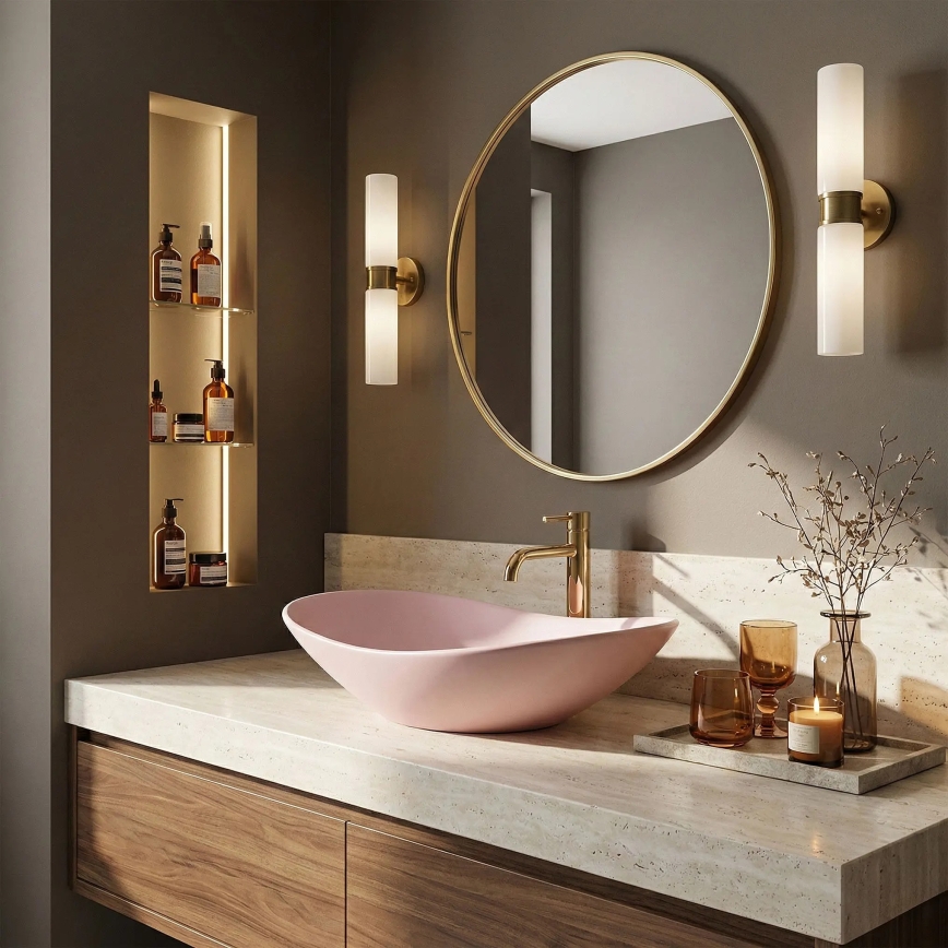 REA-U6374 - Håndvask til bordplade ROYAL 35,5x61,5 cm keramik/mat rosa