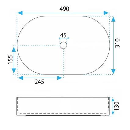 REA-U6376 - Bordmonteret vask VANDA 31x49 cm keramik/mat lyserød