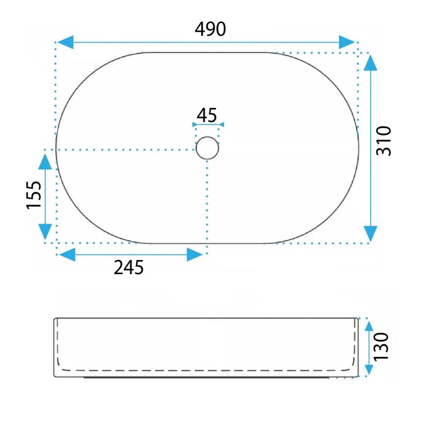 REA-U6376 - Bordmonteret vask VANDA 31x49 cm keramik/mat lyserød