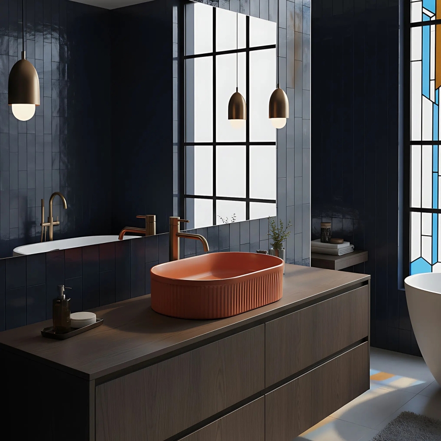 REA-U6377 - Håndvask til bordplade VANDA 31x49 cm keramik/orange