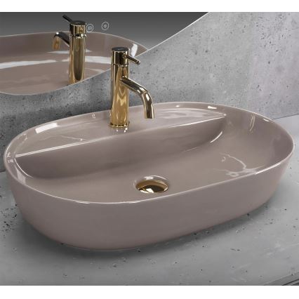 REA-U6381 - Håndvask til bordplade AURA 41x61 cm keramik/højglans brun