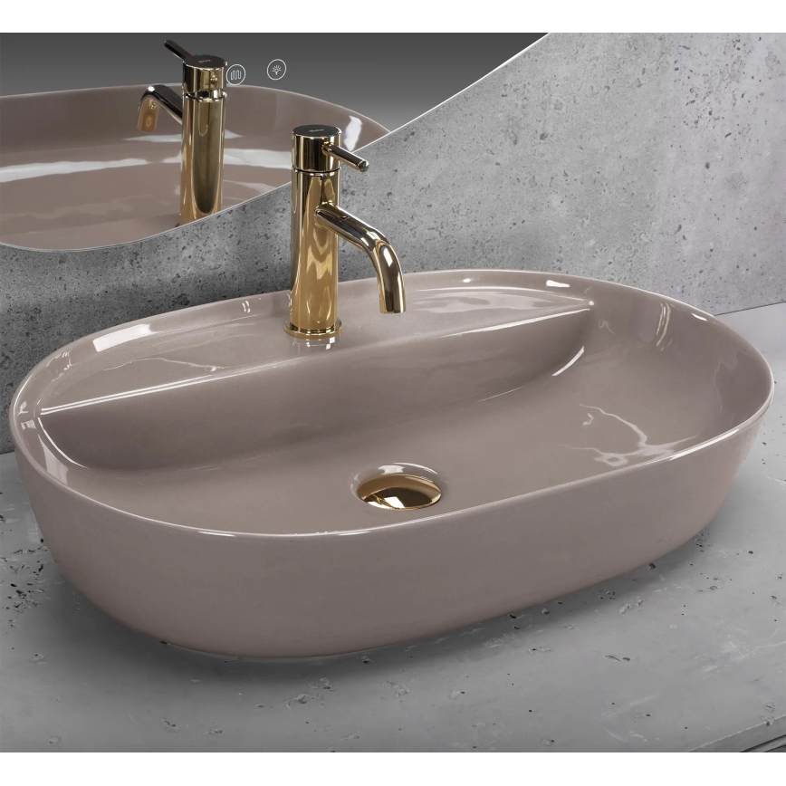 REA-U6381 - Håndvask til bordplade AURA 41x61 cm keramik/højglans brun