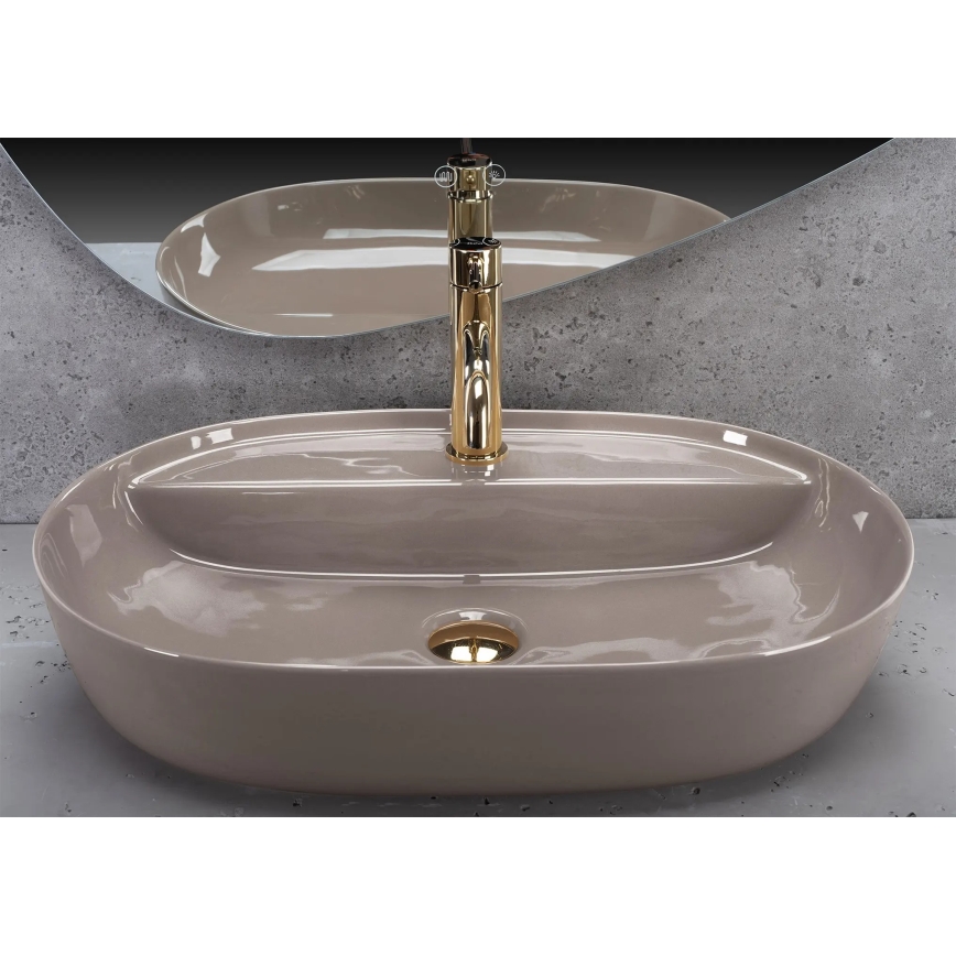 REA-U6381 - Håndvask til bordplade AURA 41x61 cm keramik/højglans brun