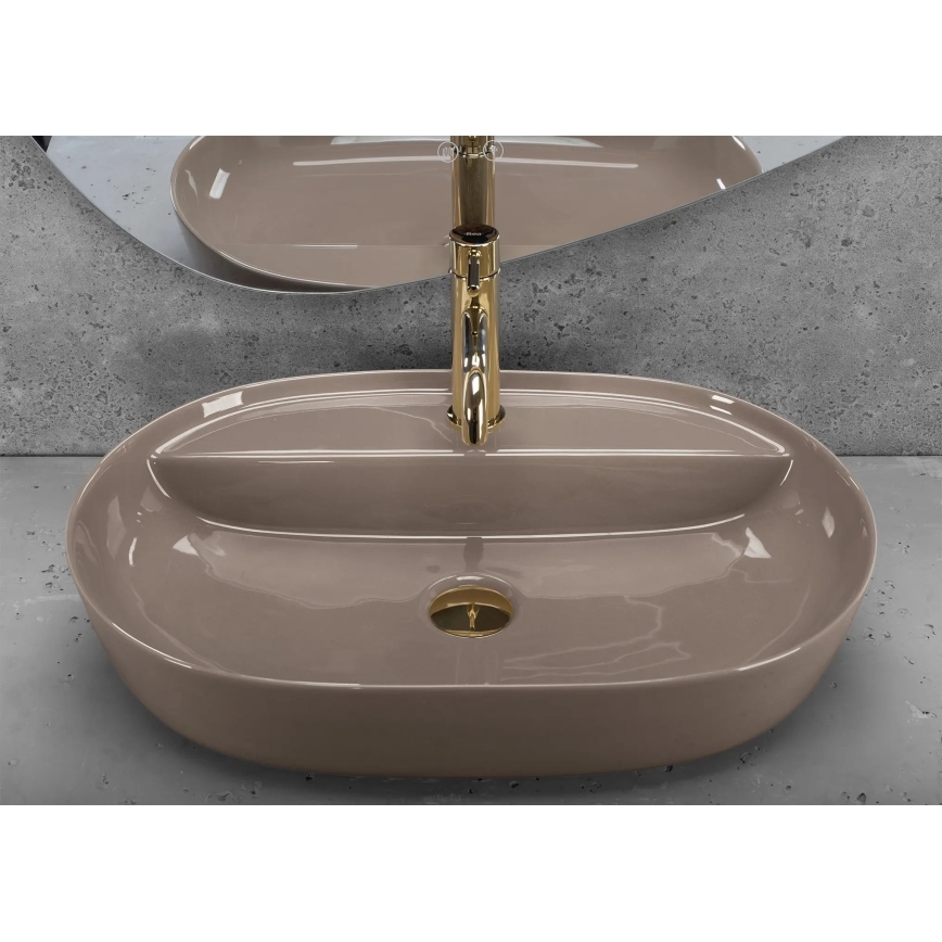 REA-U6381 - Håndvask til bordplade AURA 41x61 cm keramik/højglans brun