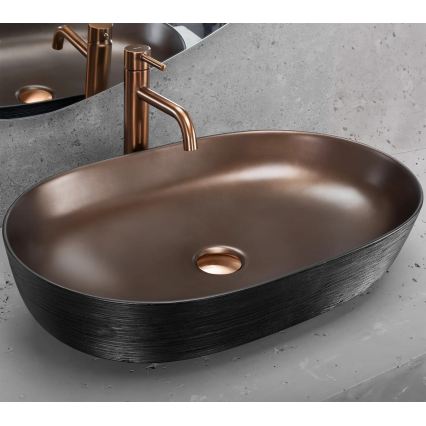 REA-U6383 - Håndvask til bordplade CLEO 41x60,5 cm keramik/sort/børstet kobber