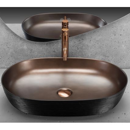 REA-U6383 - Håndvask til bordplade CLEO 41x60,5 cm keramik/sort/børstet kobber