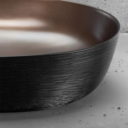 REA-U6383 - Håndvask til bordplade CLEO 41x60,5 cm keramik/sort/børstet kobber