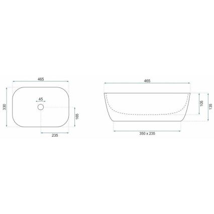 REA-U6384 - Håndvask til bordplade BELINDA 33x46,5 cm keramik/sort/brun