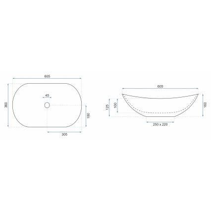 REA-U6502 - Vask til bordplade ROYAL 36x60,5 cm keramik/marmordekor