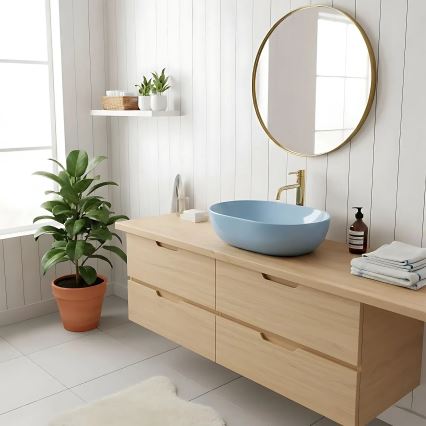 REA-U6620 - Håndvask til bordplade LISA 35x49 cm keramik/blank blå