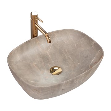 REA-U6647 - Håndvask til bordplade FREJA 39,5 x 51 cm, keramik, grå med marmordekor