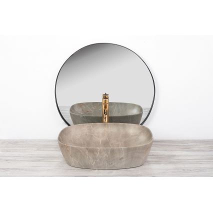 REA-U6647 - Håndvask til bordplade FREJA 39,5 x 51 cm, keramik, grå med marmordekor