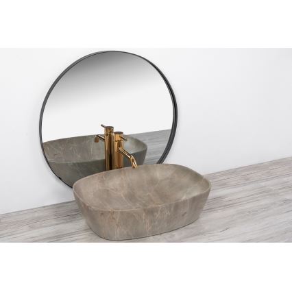 REA-U6647 - Håndvask til bordplade FREJA 39,5 x 51 cm, keramik, grå med marmordekor