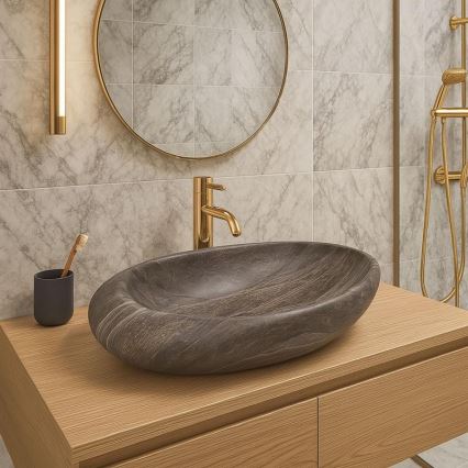 REA-U6649 - ROXY håndvask til bordplade 31 x 49 cm, keramik/stenlook