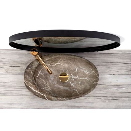 REA-U6650 - Påbygningsvask ROXY 31x49 cm keramik/grå/marmorlook