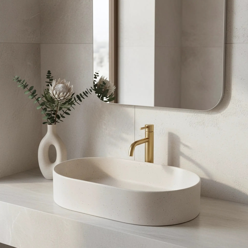REA-U7341 - Vask til bordplade NADIA 38,5 x 61 cm keramik/cremefarvet